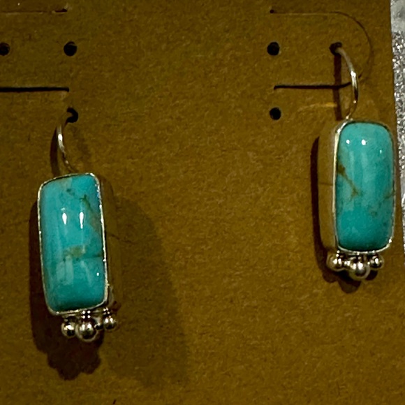 Authentic Turquoise and Sterling Silver Drop Earrings - Picture 4 of 5